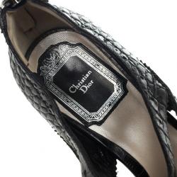 مملوكة مسبقًا صندل ديور بوني جلد نقشة التمساح كعب روكي مقاس 36