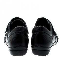 Pre Owned Dior Black Leather And Suede Velcro Sneakers Size 38