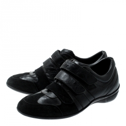 Pre Owned Dior Black Leather And Suede Velcro Sneakers Size 38