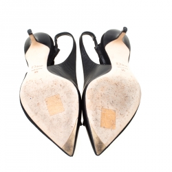 Dior Black Suede/Leather Bow Slingback Sandals Size 36