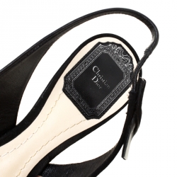 Dior Black Suede/Leather Bow Slingback Sandals Size 36