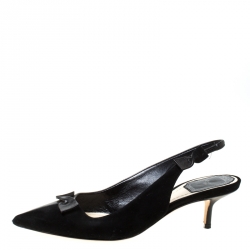 Dior Black Suede/Leather Bow Slingback Sandals Size 36