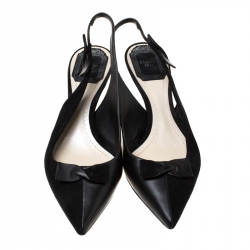 Dior Black Suede/Leather Bow Slingback Sandals Size 36