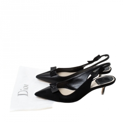Dior Black Suede/Leather Bow Slingback Sandals Size 36