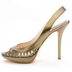 مملوكة مسبقًا Christian Dior Bronze Metallic Whisper Slingback Sandals Size 41