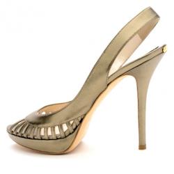 مملوكة مسبقًا Christian Dior Bronze Metallic Whisper Slingback Sandals Size 41