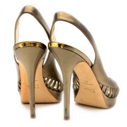 مملوكة مسبقًا Christian Dior Bronze Metallic Whisper Slingback Sandals Size 41