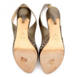 مملوكة مسبقًا Christian Dior Bronze Metallic Whisper Slingback Sandals Size 41