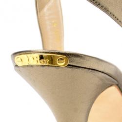 مملوكة مسبقًا Christian Dior Bronze Metallic Whisper Slingback Sandals Size 41