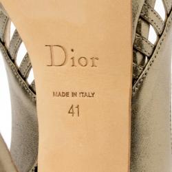 مملوكة مسبقًا Christian Dior Bronze Metallic Whisper Slingback Sandals Size 41