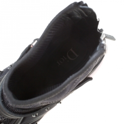 Pre Owned حذاء رياضي ديور تكنو فيوجون مرتفع من أعلى قماش مزخرف أسود مقاس 39