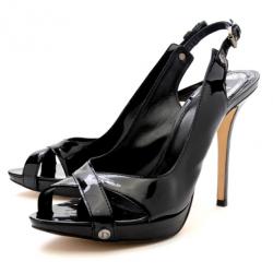 Pre Owned Christian Dior Black Patent Extreme Slingback Sandals Size 41.5