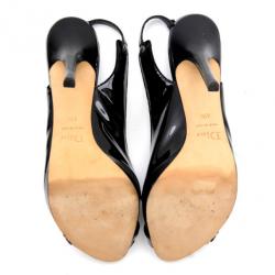 Pre Owned Christian Dior Black Patent Extreme Slingback Sandals Size 41.5