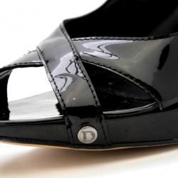 Pre Owned Christian Dior Black Patent Extreme Slingback Sandals Size 41.5