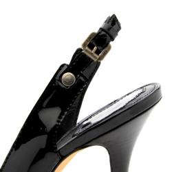 Pre Owned Christian Dior Black Patent Extreme Slingback Sandals Size 41.5