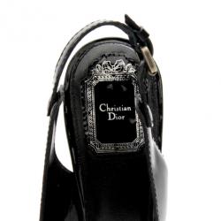Pre Owned Christian Dior Black Patent Extreme Slingback Sandals Size 41.5