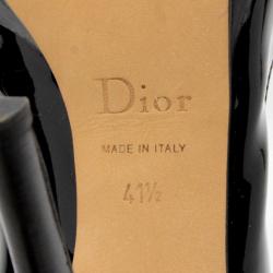 Pre Owned Christian Dior Black Patent Extreme Slingback Sandals Size 41.5