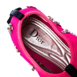 Pre Owned حذاء رياضي ديور مزخرف فوشين شبك وردي مقاس 38