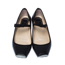 Pre Owned Dior Black Leather Mary Jane Ballet Flats Size 37