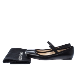 Pre Owned Dior Black Leather Mary Jane Ballet Flats Size 37