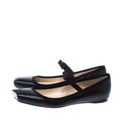 Pre Owned Dior Black Leather Mary Jane Ballet Flats Size 37