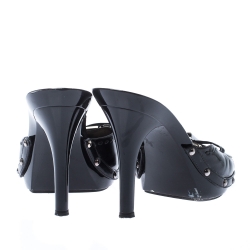 Pre Owned صندل ديور فيونكة مقدمة مفتوحة جلد لامع أسود مقاس 40