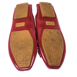 Dior Red Patent Leather CD Logo Slip On Loafers Size 37.5