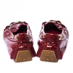Dior Red Patent Leather CD Logo Slip On Loafers Size 37.5