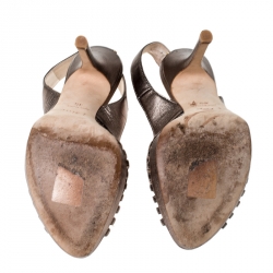 Christian Dior Pale Green Metallic Whisper Slingback Sandals Size 35