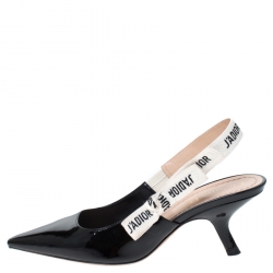 Dior Black Patent Leather J'Adior Slingback Sandals Size 36