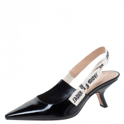 Dior Black Patent Leather J'Adior Slingback Sandals Size 36
