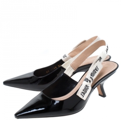 Dior Black Patent Leather J'Adior Slingback Sandals Size 36