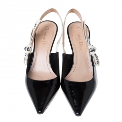 Dior Black Patent Leather J'Adior Slingback Sandals Size 36