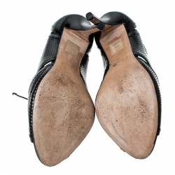 مملوكة مسبقًا Dior Black Patent Leather Peep Toe Lace Up Pumps Size 38.5