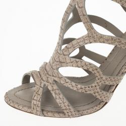 Pre Owned Dior Python Embossed Paradis Cutout Sandals Size 37.5