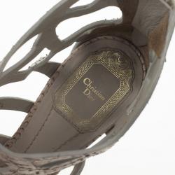 Pre Owned Dior Python Embossed Paradis Cutout Sandals Size 37.5