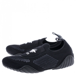 Pre Owned Dior Black Stretch Knit Fabric D-Fence Slip-On Sneakers Size 39.5