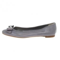 Pre Owned Christian Dior Light Grey Leather 'So Dior' Ballet Flats Size 38.5