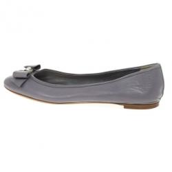 Pre Owned Christian Dior Light Grey Leather 'So Dior' Ballet Flats Size 38.5