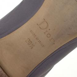 Pre Owned Christian Dior Light Grey Leather 'So Dior' Ballet Flats Size 38.5