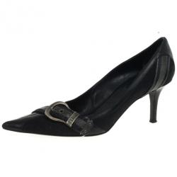 مملوكة مسبقًا Christian Dior Black Pointed Toe Buckle Pumps Size 38.5