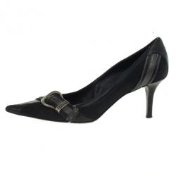 مملوكة مسبقًا Christian Dior Black Pointed Toe Buckle Pumps Size 38.5