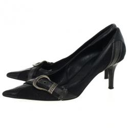مملوكة مسبقًا Christian Dior Black Pointed Toe Buckle Pumps Size 38.5