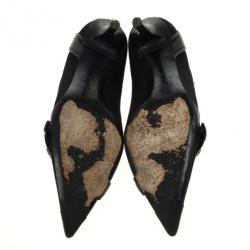 مملوكة مسبقًا Christian Dior Black Pointed Toe Buckle Pumps Size 38.5