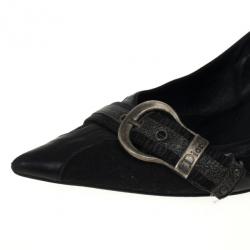 مملوكة مسبقًا Christian Dior Black Pointed Toe Buckle Pumps Size 38.5