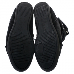 Pre Owned Dior Black Suede And Wool Trim Lace Up High Top Sneakers Size 41