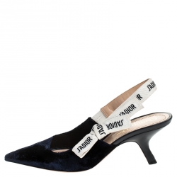 Pre Owned صندل ديور جاديور فتحة كعب مقدمة مدببة قماش أسود مقاس 38.5