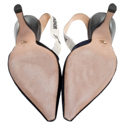 Pre Owned صندل ديور جاديور فتحة كعب مقدمة مدببة قماش أسود مقاس 38.5