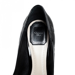 Dior Black Cannage Leather Bow Peep Toe Platform Pumps Size 38