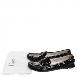 Pre Owned حذاء لوفرز ديور جلد لامع كاناج أسود مقاس 37